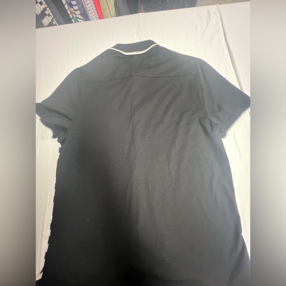 KARL LAGERFELD PARIS MEN’S STRIPE POLO SHIRT. SIZE LARGE (SEEMS TO BE SMALL). - Picture 13 of 15